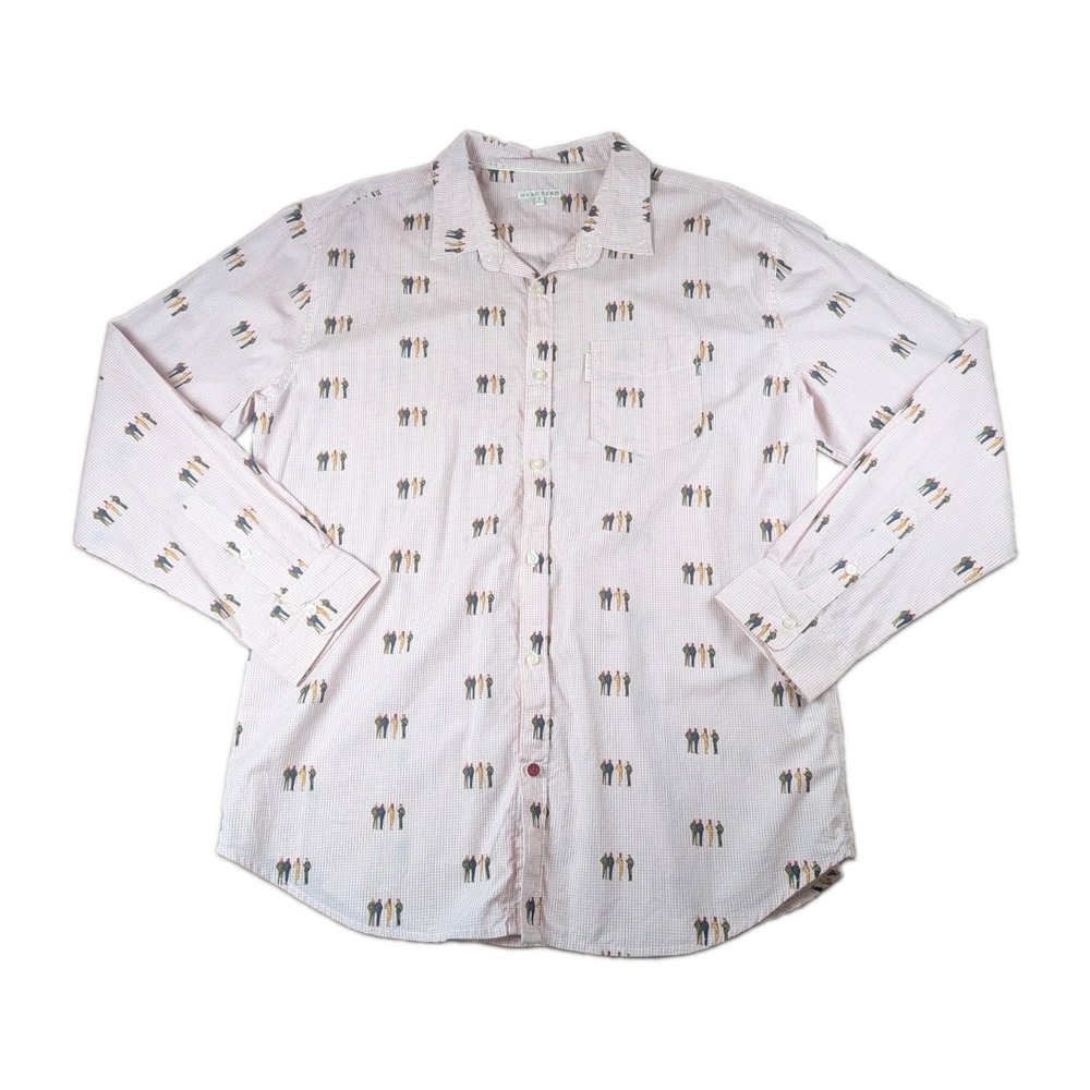 Marc Ecko Cut & Sew Pink Mini Check Button Up Shirt XL Men's Novelty People Y2K